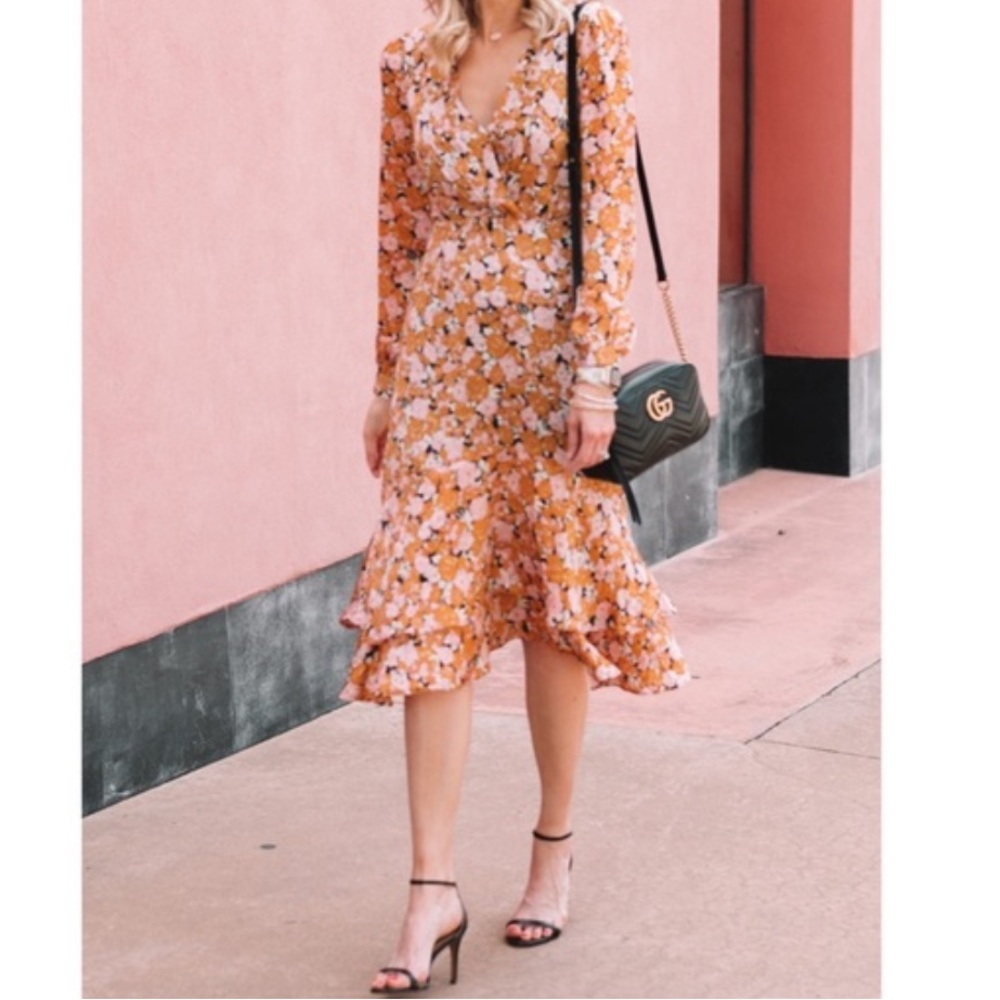 WAYF Celeste Ruffle Midi Dress Floral